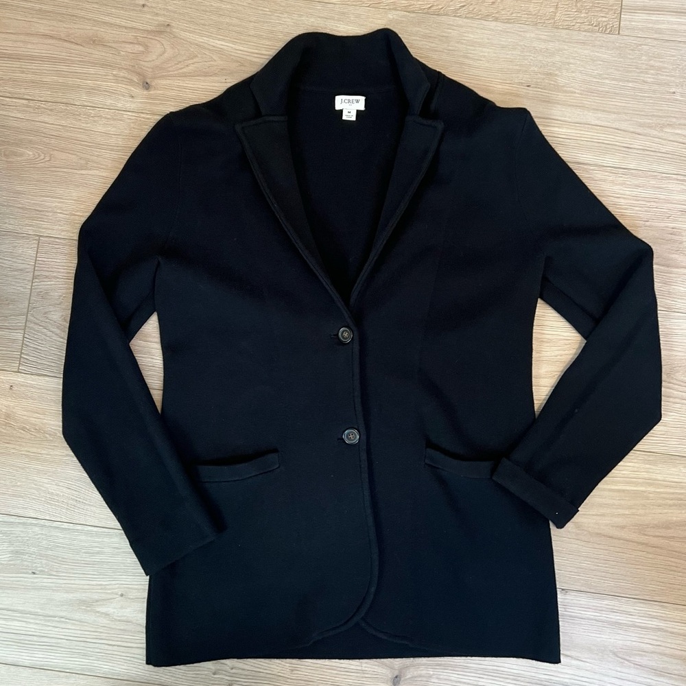 𝅺J. CREW Long Sleeve Sweater Blazer Jacket. Black. Size medium
